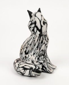 Bianco Nero Murano glass fox statue, 16cm high