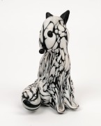 Bianco Nero Murano glass fox statue, 16cm high - 2