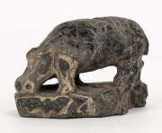 An Egyptian carved stone hippopotamus, identified with the goddess Taweret, believed to bring good luck and protection. Middle Kingdom, 2100 - 1800 B.C. 5cm high, 6.5cm wide - 2
