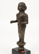 LAKSHIMI&nbsp;antique bronze statuette with remains of cold painted finish and inlaid with gemstones, North Indian origin, 14th/15th century, 22cm high - 2
