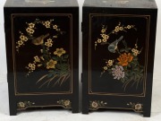 A pair of Chinese two door bedside cabinets with hand-painted decorative finish, late 20th century, 61cm high, 51cm wide, 38cm deep - 2