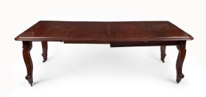 An antique French mahogany two leaf extension dining table, late 19th century, 70cm high, 221cm wide (extended), 121cm deep