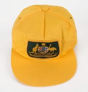 CRICKET CAPS: A small group comprising of an unknown English club peaked woollen cap circa, 1970s; a 1990 Asian Pacific Cricket Tournament peaked cap; a 1982 Sri Lanka v. England inaugural Test Match souvenir peaked cap and an Australian One Day (yellow) - 5