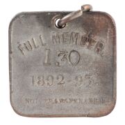 SOUTH AUSTRALIAN CRICKET ASSOCIATION (SACA): 1892-93 Membership fob for "Full Member 130".