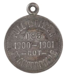 SOUTH AUSTRALIAN CRICKET ASSOCIATION (SACA): 1900-01 Membership fob for "Full Member 185".