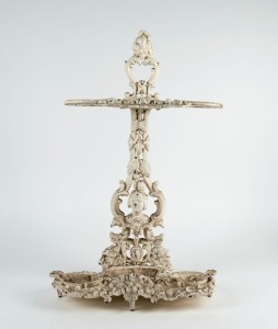 An antique umbrella stand, cast iron with white painted finish, 19th century, ​​​​​​​71cm high