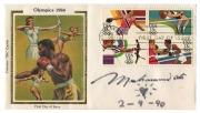 MUHAMMAD ALI (1942 - 2016) felt-tip pen signature, with a heart and dated "2-9-90" on a USA 1984 Olympics First Day Cover.