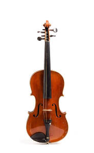 VIOLIN: German trade violin with 2 bows & coffin case, early 20th century. Copy of a Jacobus Stainer.