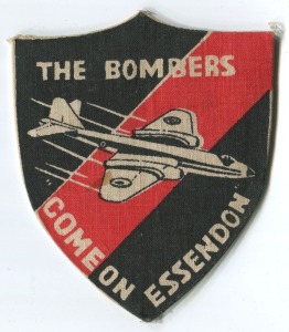 "THE BOMBERS COME ON ESSENDON" cotton patch produced by the Listener In magazine, circa 1954