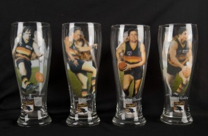 ADELAIDE: Four beer glasses with images of Mark Bickley, Andrew McLeod, Tony McGuinness and Darren Jarman.