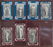 ANONYMOUS: 1909 series featuring Australian and English cricketers utilising the images used by W. D. & H. O. Wills but with different marginal devices and colours and with blank backs. A total of 27 cards including M. A. Noble and A. O. Jones in two diff - 4