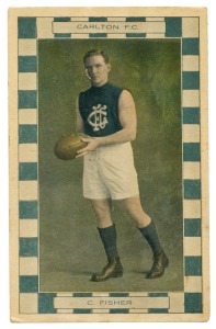 Carlton: Champion Footballers Series: Charlie Fisher postcard, circa 1915. Unused. Rarity rating: 10.