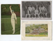 "S.F. BARNES, Staffordshire" (published by M.S.D. Melbourne); Surrey team photo by Hawkins of Brighton; Bournville Men's Pavilion and Recreation Grounds (by Cadbury). (3 items).