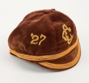 NEW ZEALAND: An honour cap in brown velvet with gold piping, a metallic thread tassel and embroidered "'27 CC '28" to the front three panels; maker's label for J. Ballantyne & Co. Ltd, New Zealand, with the name "Mr. J. Galbraith" added in pen. Very fine - 2