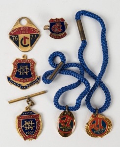 NORWOOD FOOTBALL CLUB: 1957,1958, 1969, 1976, 1994 and 1995 membership fobs or badges (6 items)