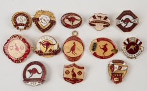 SOUTH BROKEN HILL FOOTBALL CLUB: 1950-1980 range of membership badges and a fob including 1950, 1951, 1953, 1955, 1959 and 1961 (13 items)