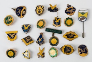 WEST TORRENS FOOTBALL CLUB: 1953-1975 range of membership badges and fobs including 1953, 1956, 1959 (2 including Players & Officials), 1960 and 1961; also WOODVILLE FOOTBALL CLUB 1967-1979 range including Committee Member and Repco undated badge. (21 ite