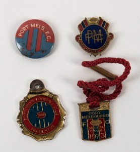 PORT MELBOURNE FOOTBALL CLUB: Badges and fobs including an "Old Payers Assoc'n", 1973 Social Club and an undated badge (4 items)