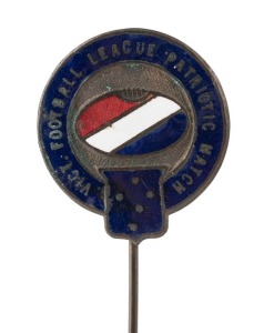 VICTORIAN FOOTBALL LEAGUE PATRIOTIC MATCH (1942) stick pin made by K. G. Luke