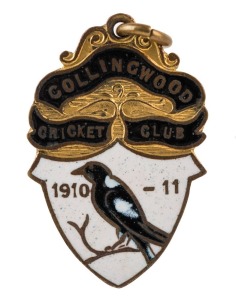 COLLINGWOOD CRICKET CLUB: 1910-11 membership fob (#9) by G. Thomas