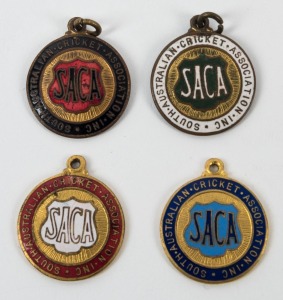 SOUTH AUSTRALIAN CRICKET ASSOCIATION: Membership fobs 1928-29 (#61), 1929-30 (#399), 1930-31 (#117) and 1931-32 (#1548) (4 items)