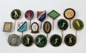 COUNTRY CARNIVAL CRICKET ASSOCIATION: Range of 1952-1970 badges and pins including 1948, 1952, 1953, 1956, 1957 and 1958 (16 items)