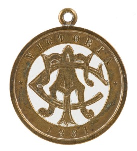 VICTORIAN AMATEUR TURF CLUB: 1881 membership fob engraved to D. B. Groves