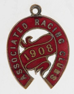 ASSOCIATED RACING CLUBS: 1908 membership fob engraved to B. Koops; made by Stokes