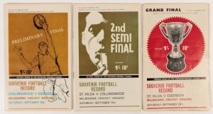 The Football Record: Special editions for the 1965  2nd Semi-Final (Collingwood v St.Kilda);  the Prelim. Final (Collingwood v Essendon) and the Grand Final (Essendon v St.Kilda). (3 items). St. Kilda finished the Home-and-Away Season in Top position on 