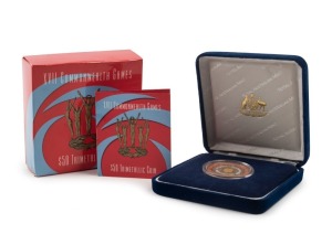 MANCHESTER 2002: Australian $50 Trimetallic Coin Proof issued to commemorate the Games in Manchester; #533 from a limited edition of 5000, with Royal Australian Mint Certificate in original presentation box.
