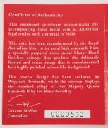 MANCHESTER 2002: Australian $50 Trimetallic Coin Proof issued to commemorate the Games in Manchester; #533 from a limited edition of 5000, with Royal Australian Mint Certificate in original presentation box. - 2