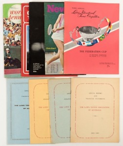 The Lawn Tennis Association of Australia: Annual Reports for 1962-63, 1963-64, 1966-67 and 1974-75; also, 1965 Federation Cup, Kooyong souvenir programme; June 1970 "World Tennis"; 1972 Newsweek with Chris Evert on the cover "Tennis: The Women Take Over";