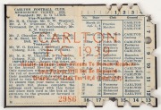 Carlton: Member's Season Ticket for 1939, with fixture list and hole punched for each game attended, - 2