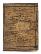 1875 Carlton membership season ticket, covered in gilt tooled navy and olive leather, overall 6 x 9.2cm when opened out. In 1875 Carlton won the Challenge Cup for the third year in a row. - 2