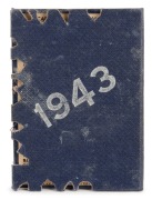 1943 Carlton membership season ticket (#236), navy blue cloth cover with silver club logo and text; the interior surfaces with printed details of the club leadership, the fixtures for the club and hole punched for each game attended, overall 8 x 11.8cm wh - 2