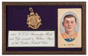 1908 VICTORIAN FOOTBALL LEAGUE PREMIERSHIP MEDAL: The 15ct gold medal awarded to William Payne with "C.F.C. Premiers" engraved to the panel on front and engraved verso "Pres'd by A. McCRACKEN ESQ., President-  1908 - W. Payne". - 2