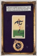 HARRY "SOAPY" VALLENCE: The 9ct gold and enamel medallion awarded to Vallence on achieving his 200th game. He played his last VFL game in Carlton's Premiership team of the same year.  - 2