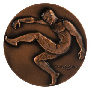 CARLTON: 1981 bronze premiership medal by Andor Meszaros (who also designed 1956 Melbourne Olympics medals), with a footballer to the obverse, reverse showing the names of players in their positions, surrounded by 'Victorian Football League : Carlton : Pr