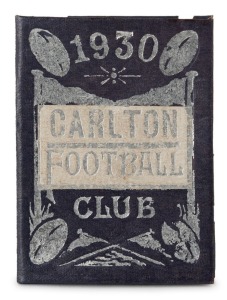 Carlton: Member's Season Ticket for 1930, with fixture list and hole punched for each game attended.