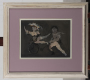 KENNETH ROWELL (1920 - 1999) Dancers with Unicycle, 1951, mixed media, signed top right, 25 x 34cm. Provenance: Estate of the late Sir Peter Daubeny; Bridget McDonnell Gallery label verso. - 2