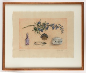 ANITA MERTZLIN, Delphinium&nbsp;Blue, pastel and watercolour on paper, titled signed and dated 1991 below the image,&nbsp; 46 x 58cm; framed 83 x 97cm overall