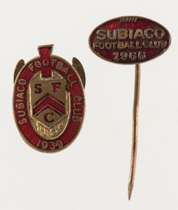 SUBIACO FOOTBALL CLUB: 1939 membership badge #261 made by Cumpston and 1966 membership pin (2 items)