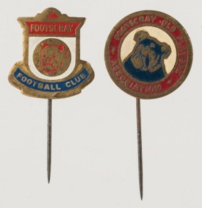 FOOTSCRAY: Old Players Association and Membership pins, circa early 1950s (2 items)