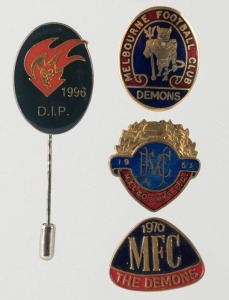 MELBOURNE FOOTBALL CLUB: Membership badges and pins dated 1953, 1970, 1996 and one undated (4 items)