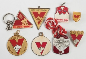 SYDNEY SWANS: Membership badges and fobs between 1985 - 2004 (8 items)