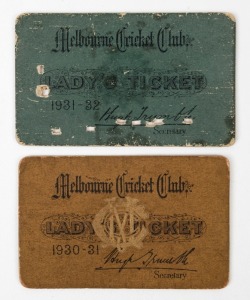MELBOURNE CRICKET CLUB LADY'S TICKETS: 1930-31 and 1931-32 (2 items)