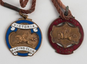 VICTORIA RACING CLUB: Membership fobs 1923-24 (#1205) and 1929-30 (#986) (2 items)