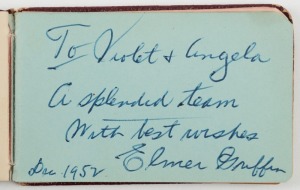 Small autograph book with a range of 1952-53 dated inscriptions, noted several international tennis players and musicians. 