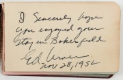 Small autograph book with a range of 1952-53 dated inscriptions, noted several international tennis players and musicians.  - 3