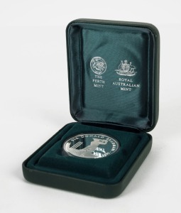 2001 Sir Donald Bradman $5 silver proof coin (1oz) in case of issue by the Royal Australian Mint in conjunction with the Perth Mint.